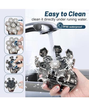 Glatens 6-in-1 Electric Razor for Men | IPX6 Waterproof Bald Head Shaver & Nasal Hair Trimmer | 8D Rotary Silver Grooming Kit - Buy Online on GoSupps.com