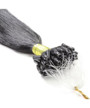 Hair2Heart Microring Extensions - 50 Strands Human Hair Straight 40cm - #1 Black - Premium Quality for Seamless Volume - Buy Online on GoSupps.com