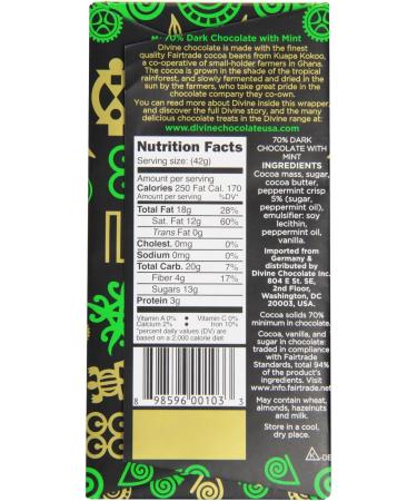  Divine Divine | Dark Chocolate with Mint | 1 x 90g - Buy Online on GoSupps.com