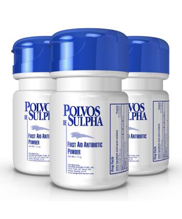POLVOS DE SULPHA MENPER Antibiotic Powder with Bacitracin, First Aid Pain Relief, Healing Wound Seal Powder, Essential Wound Care Medicine for Travel, Effective Healing and Protection, 7.5g, 3-Pack