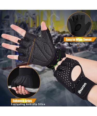 iHuan Breathable Fingerless Weight Lifting Gloves with Wrist Support - Black XS - Buy Online on GoSupps.com