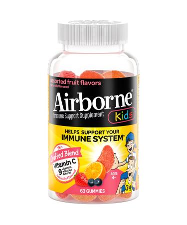AirBorne Kids Immune Support Supplement Ages 4+ Assorted Fruit Flavors 63 Gummies