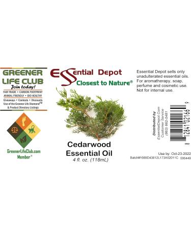 Essential Depot Cedarwood Essential Oil - GC/MS Tested - Supplied in 4 oz. Amber Glass Bottle with Black Phenolic Cone Lined and Safety Sealed Cap - Buy Online on GoSupps.com