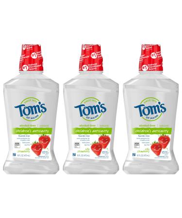 Tom's of Maine Children's Anticavity Fluoride Rinse Mouthwash, Silly Strawberry, 16 oz. 3-Pack Silly Strawberry 16 Fl Oz (Pack of 3)