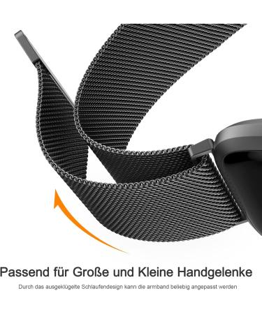 Premium Stainless Steel Oumida Bracelet for Fitbit Versa 2 & Lite | Strong Magnetic Replacement Band for Men & Women - Black Small - Buy Online on GoSupps.com