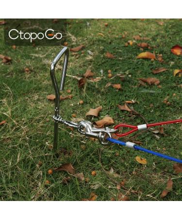 CTOPOGO Heavy Duty Dog Tie Out Cables - 10FT 16FT 33FT for Dogs Up to 125 lbs | Durable Tie-Out Linen & Chain for Small/Medium Pets - 3M Blue - Buy Online on GoSupps.com