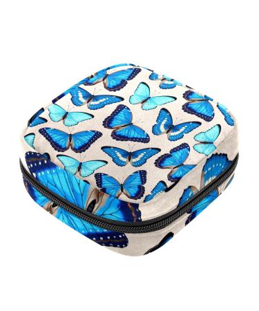 Blue Butterfly Print Menstrual Cup Pouch Menstrual Pad Bag Feminine Menstruation Bags Portable Sanitary Napkin Pads Storage Bags Color 8