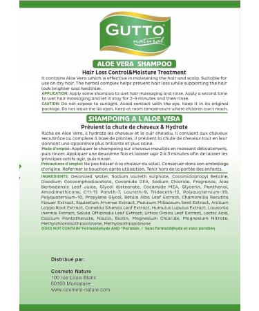 Gutto - Aloe Vera Shampoo - Prevents Hair Loss & Moisturizes - Buy Online on GoSupps.com