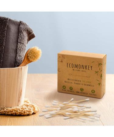 Bamboo Cotton Swabs - Premium Quality Plastic-Free Biodegradable Vegan Sustainable | 200 Pieces 2-Pack eComonkey  - Buy Online on GoSupps.com