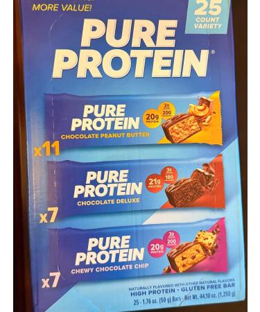 Pure Proteins Bars Nutrient Rich Snacks with High Protein for Energy Support Minimal Sugar Gluten-Free Variety Pack (25 Pack) - Buy Online on GoSupps.com