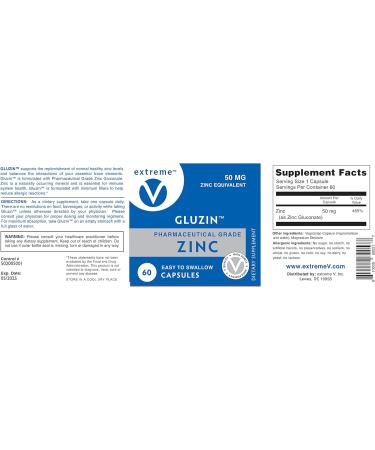 Gluzin 50mg Zinc Capsules - Pharmaceutical Grade, 60 Count - Wilson's Most Trusted Zinc Supplement - Buy Online on GoSupps.com
