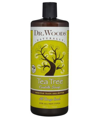 Dr. Woods Pure Tea Tree Liquid Castile Soap with Organic Shea Butter 32 Ounce (Pack of 3)