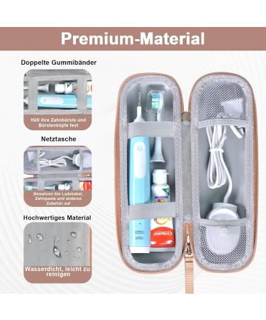 Portable Electric Toothbrush Travel Case for Oral-B & Philips Sonicare | Hard Shell Bag with 2 Silicone Caps - Rose Gold - Buy Online on GoSupps.com