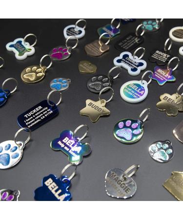 Custom Engraved Cat ID Tag - Round Paw Print Stainless Steel with 4 Lines of Personalized Engraving - Ocean Blue, Aquamarine, Magenta, Pale Green, Amber - Deep Pink - Buy Online on GoSupps.com