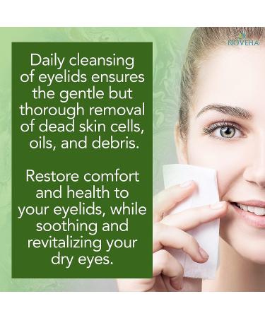 Noveha Tea Tree Oil Eyelid & Lash Wipes with Hyaluronic Acid for Blepharitis, Itchy Eyes & Makeup Removal - 60 Count - Buy Online on GoSupps.com