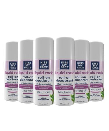 Kiss My Face Liquid Rock Aluminum Chlorohydrate Free Roll-on Deodorant Patchouli 3 oz Pack of 6 (Packaging May Vary)