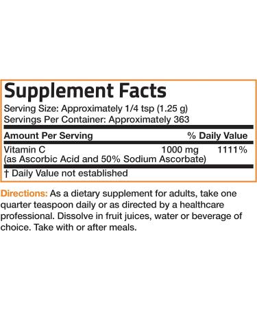 Buffered Vitamin C Powder - 1lb (16oz) - Promotes Healthy Immune System - Powerful Antioxidant - Buy Online on GoSupps.com
