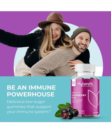 Hyland's Organic Sambucus Elderberry Gummies with Zinc and Vitamin C - Immune Support Supplement for Adults - 2 Bottles of 60 Count - Naturals Adult Elderberry - Buy Online on GoSupps.com
