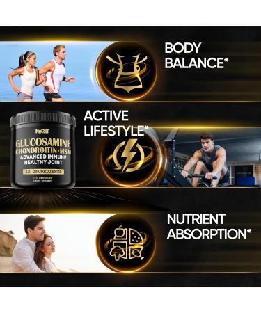 Glucosamine Chondroitin MSM with Immune & Joint Support Supplement 2000mg - Turmeric Curcumin Root Boswellia Elderberry Echinacea & More - 120 Capsules - Bone Health Flexibility & Strength Support - Buy Online on GoSupps.com