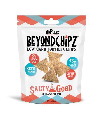 BeyondChipz Low Carb Keto Tortilla Chips, Salty Good, Gluten Free, 5.3oz Bag, Pack of 4 Salty Good 5.3 Ounce (Pack of 4)