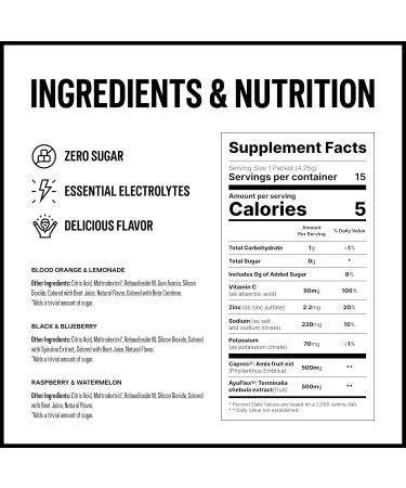 Buy Variety Pack Electrolyte Drink Mix Powder | Zero Sugar Flavored Electrolyte Drinks for Sports | Plant-Based Ingredients | 15-Pack Electrolyte Powder Packets - Buy Online on GoSupps.com