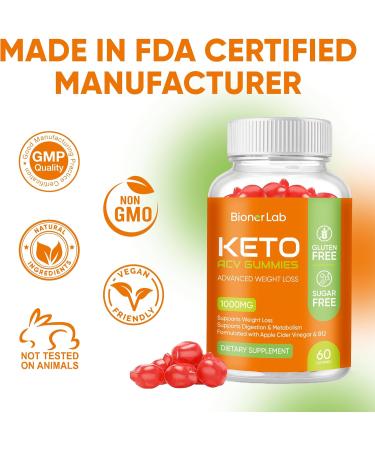 Keto ACV Gummies for Weight Loss | Sugar-Free Apple Cider Vinegar Supplement | Digestive & Metabolism Support | 1000MG Vegan Gluten-Free Ideal for Men & Women - Buy Online on GoSupps.com