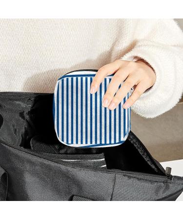 Blue & White Stripes Sanitary Napkin Storage Bag | Menstrual Cup & Nursing Pad Holder | Portable Period Pouch for Women & Teen Girls - Multi-Colored | 1Pc - Buy Online on GoSupps.com