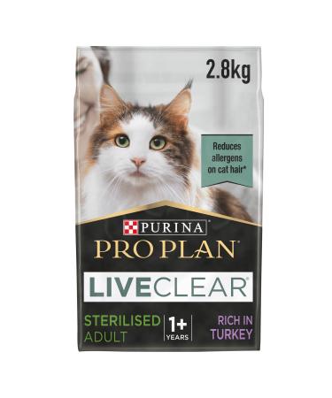 PRO PLAN LIVECLEAR Adult 1+ STERILISED Rich in Turkey Dry Cat Food 2.8kg For Neutered Cats Sterilised Turkey 2.8 kg (Pack of 1) - Buy Online on GoSupps.com