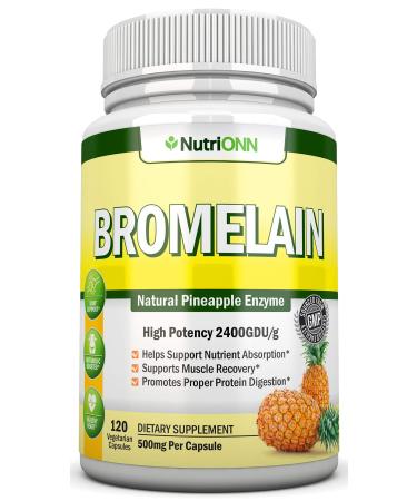 Bromelain - 500mg - 2400 GDU - 120 Vegetable Capsules - Pure Pineapple Enzyme Extract - Supports Digestion and Nutrient Absorption - Great for Recovery and Joint Health