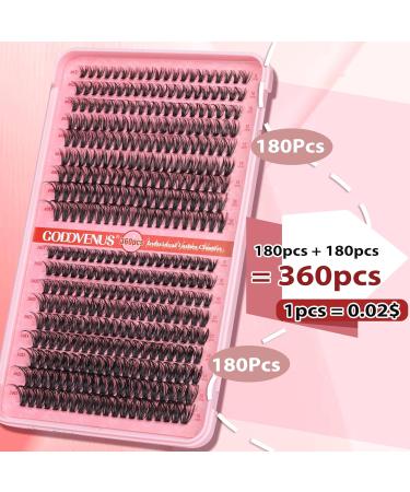 Goddvenus 360pcs Individual Eyelashes Cluster Lashes Wispy Lashes Individual Cluster 40D+50D Lash Clusters 8-16mm Eyelash Clusters Natural Eyelashes Individual Russian D Curl Lash Extensions C-40D+50D - Buy Online on GoSupps.com