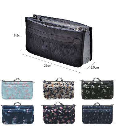 Yueming Printed Handbag Organizer - 13 Bag Cosmetic & Diaper Organizer with Handle (28x18x10cm) - Versatile Zip Carrier in Coffee Flower Design - Buy Online on GoSupps.com