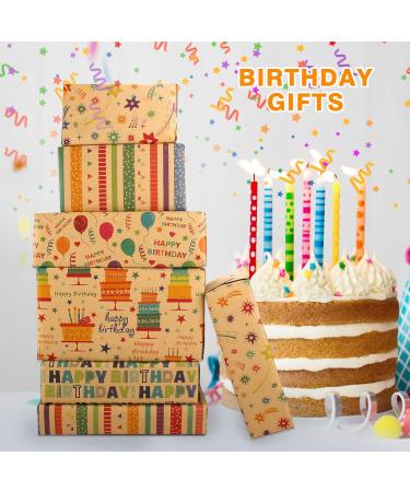 Wrapping Paper Sheets-Birthday Wrapping Paper for Women Men Girls Boys Female Male-Kraft Recycled Gift Wrapping Paper Set Birthday Gift Wrap Paper and Tags and String for Present Wrapping Paper-Eco Wrapping Paper Birthday Paper Wrapping Birthday Wrap Pape - Buy Online on GoSupps.com
