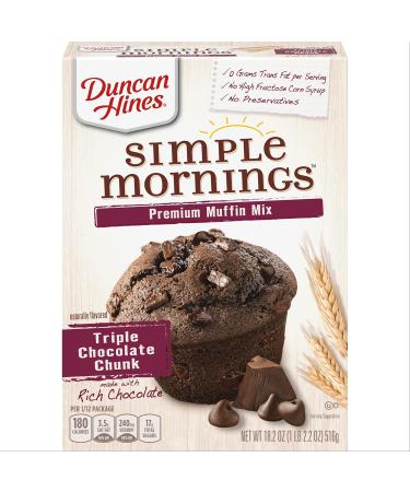 Duncan Hines Simple Mornings Triple Chocolate Chunk Premium Muffin Mix, 18.2 oz