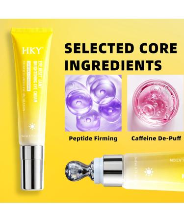 HKY Eye Cream Under Eye Bags And Wrinkles Repair Cream Brightener Anti Aging Dark Circles Puffiness Under Eye Treatment With Caffeine Serum & Cyclodextrin Morning Instant Firming Gold 0.71 Fl Oz (Pack of 1) - Buy Online on GoSupps.com