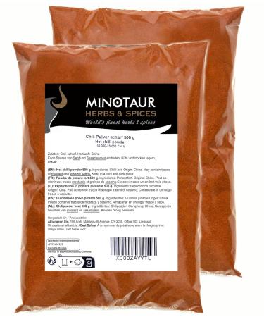 Minotaur Spices Chilipulver - Fruity Spicy Chili Powder (1kg) | Finest Ground Dried Chili Peppers for International Shipping - Buy Online on GoSupps.com