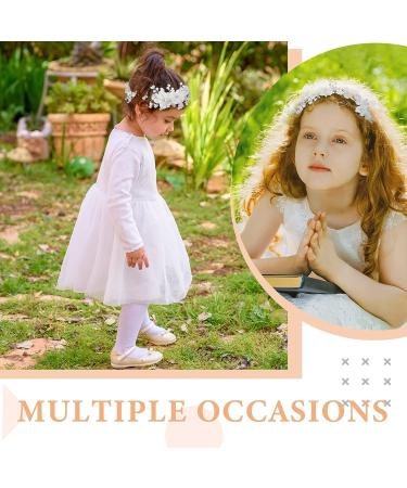 Flower Wedding Girl Headpiece Set - Pearl Silver Princess Headband for Baby Kids | Cute Communion Hair Accessories - Buy Online on GoSupps.com