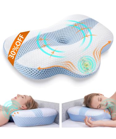 Shiya Cervical Pillow for Neck Pain Relief, Hollow Design Odorless Memory Foam Pillows, Ergonomic Orthopedic Bed Pillows for Sleeping, Comfort Support for Side, Back, Stomach Sleeper