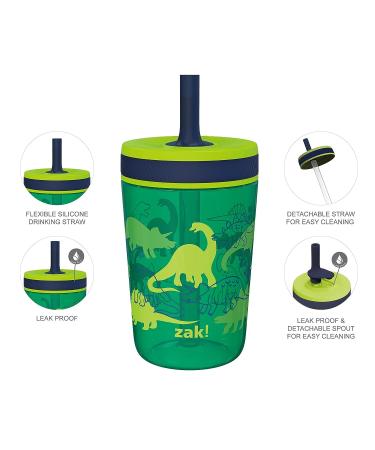 Zak Designs Kelso Dino Camo Tumbler Set - 15 oz, Non-BPA, Leak-Proof with Straw, Durable Plastic and Silicone, Perfect Baby Cup Bundle for Kids - 2pc Set - Buy Online on GoSupps.com