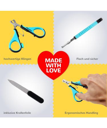 Claw Scissors for Dogs Cats & Small Animals | 100% Splinter-Free Stainless Steel Blades | Professional Claw Cutter with Safety Guard & Care E-Book - Buy Online on GoSupps.com