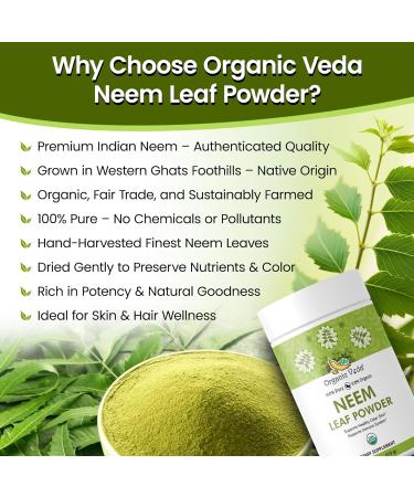 Organic Veda Neem Leaf Powder - Gentle Dried Organic Neem Leaves Powder - Herbal Supplement for Skin Gut Cleanse & Immune Support - Non-GMO Gluten-Free Vegan 4 oz - Buy Online on GoSupps.com