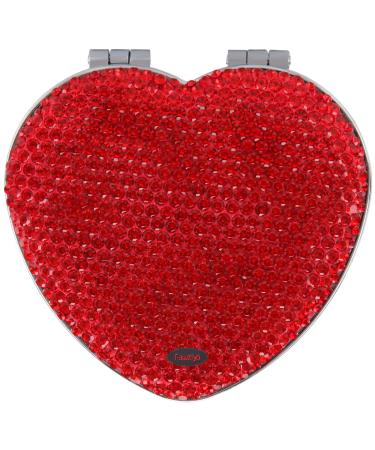 Fawziya Bling Heart Make Up Mirrors 2X Magnifying-Red