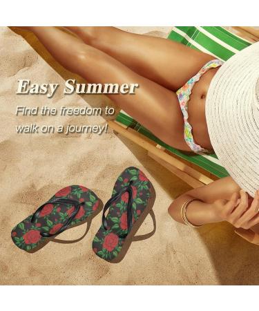 Shop Mnsruu Green Rose Leaves Flip Flops - Perfect Slippers for Home Hotel Spa & Travel - XS Size for Women & Men - Buy Online on GoSupps.com