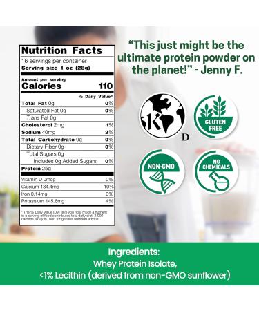 Whey Protein Isolate - Unflavored - Made in USA - Hormone-Free, Unsweetened, Non-GMO, Kosher, Gluten-Free - 1 lb - Ideal for Smoothies, Shakes, Drinks, Recipes - Buy Online on GoSupps.com