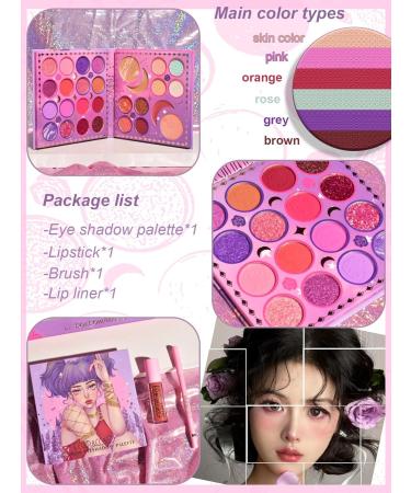 Buy KEVIN&COCO Lavender Theme Eyeshadow Palette Set - 28 Colors Lipstick Brush & Lip Liner | Waterproof No Smudge | International Shipping Available - Buy Online on GoSupps.com