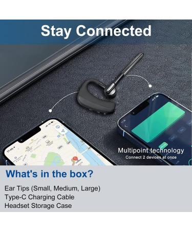 CVC 8.0 Dual Mic Noise Cancelling Bluetooth Headset V5.0 for iPhone Android - Hands-Free Wireless Earpiece for Driving and Office - Buy Online on GoSupps.com