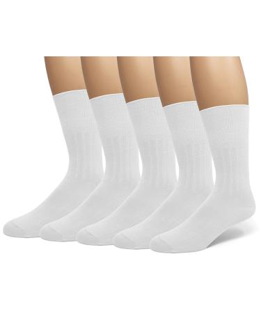 Classic Women's Diabetic Non-Binding Cotton Dress Socks 3-Pack 10-13 Plus White 5-pack