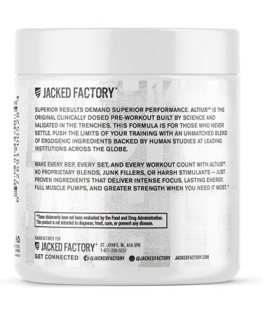 Jacked Factory Altius Pre Workout Powder - High Performance Preworkout w/L-Citrulline Creatine Monohydrate Beta-Alanine Alpha GPC & PurCaf for Strength & Energy - 20 Servings Strawberry Mango 1.16 Pound (Pack of 1) - Buy Online on GoSupps.com