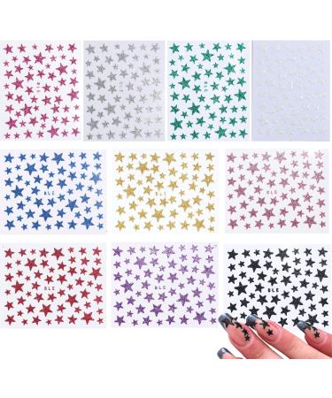 10 Sheets Star Nail Art Stickers Decals Kalolary Nail Art Supplies 3D Self-Adhesive Holographic Laser Star Nail Art Sticker Five-Pointed Star Foil Paper for Nails Design Manicure - Buy Online on GoSupps.com