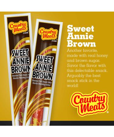 Country Meats Sweet Annie Brown Meat Sticks - 10 Sticks, 0 Trans Fat, Low Carb, High Protein, Keto Snack, Keto Friendly - Buy Online on GoSupps.com