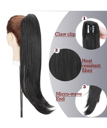 Ponytail Extension with Bracket | Heat-Resistant Micro-Wavy Hair 22 Natural Black Premium Quality Hair Stretch | International Shipping - Buy Online on GoSupps.com